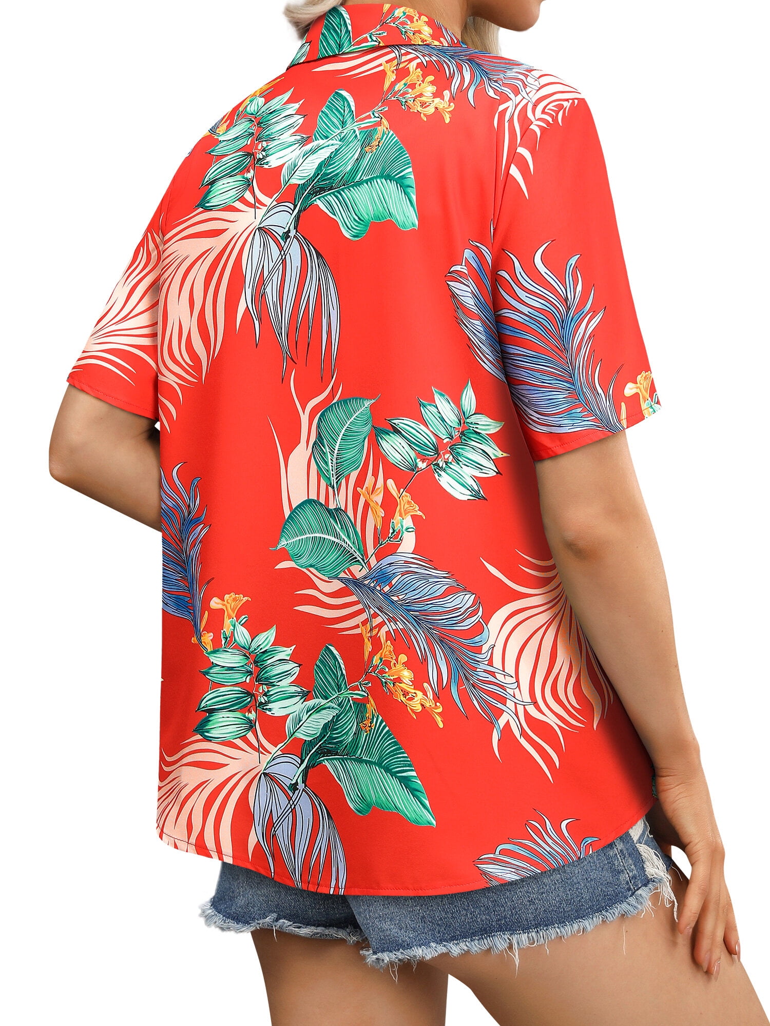 ZXSXSY Button Down Hawaiian Shirts for Women Short Sleeve ZXSXSY Button Down Hawaiian Shirts for Women Short Sleeve