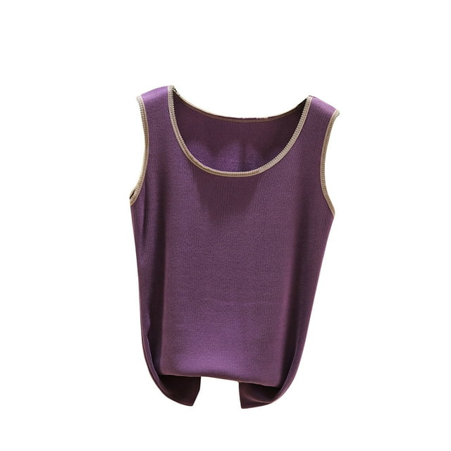 Timegard Camisole pour Femmes Col Rond Vêtements d'Intérieur Sans Manches Douce Décontractée Pyjamas Chandails Hauts T-Shirt Basique