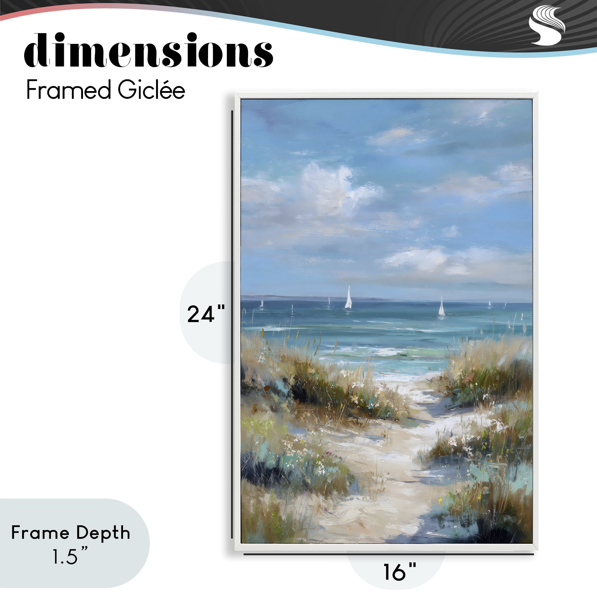 Stupell Industries Sailboat Path Impression White Framed Giclee Art, design by Petal Prints Design