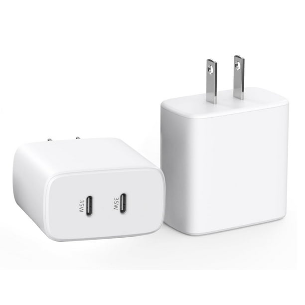 Bloque de cargador rápido de pared USB C de 35 W y 2 puertos para iPhone iPad