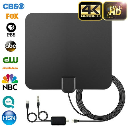 2019 Newest Indoor Digital TV Antenna for Freeview Local Channels, Strongest Reception Clear Television 100 Miles Range HDTV Antenna for 4K 1080p VHF UHF w/ Amplifier Signal Booster & 13ft Coax (Best Antenna Amplifier For Digital Tv)