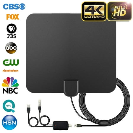 Tv Antenna For Automotive 2019 Newest 120 Miles Range TV Antenna for Freeview Local Channels, Strongest Reception Clear Television Indoor Digital HDTV Antenna for 4K 1080p VHF UHF w/ Amplifier Signal Booster & 13ft Coax Cable ()