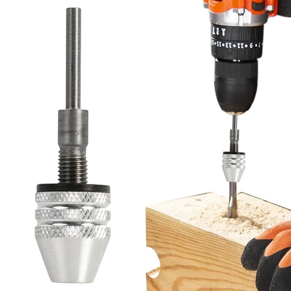 Keyless Drill Chuck Adapter 1/4" Hex Shank (5.1 x 1.4cm) - Quick Change Impact Driver Converter, 0.3-6.5mm Drill Bit Holder for Home Improvement
