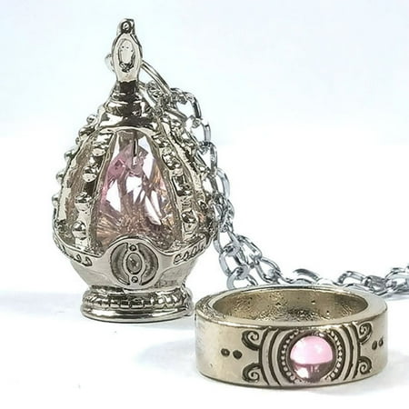 iirukaa Anime PMMM Kanae Madoka Necklace Ring Soul Gem Necklace Ring Pink Core Set Cosplay Jewelry Pendant Ornament Anime Props Accessories Merch