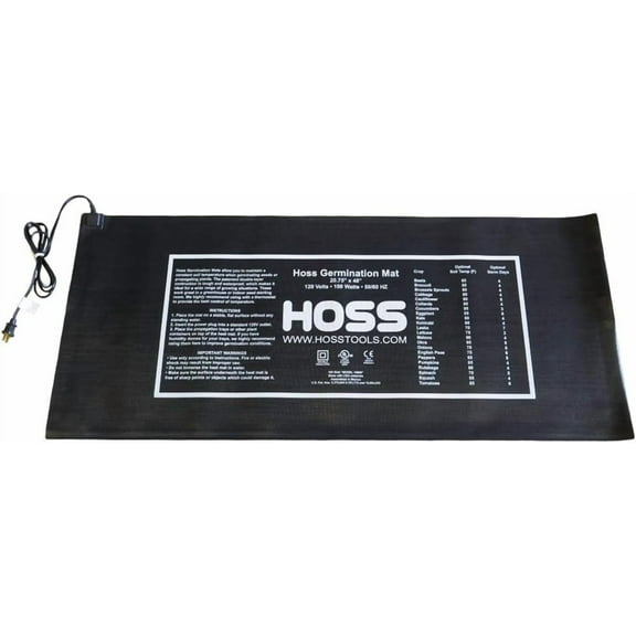 Hoss Germination Mat | 100 Watt | 20.75" x 48" | Heavy-Duty Seed Starting Mat | UL Listed for Safety