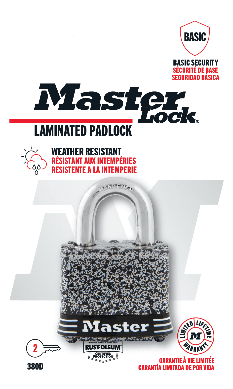 (2 pack) Master Lock 1-9/16in (40mm) Wide Rust-Oleum® Certified Laminated Steel Pin Tumbler Padlock