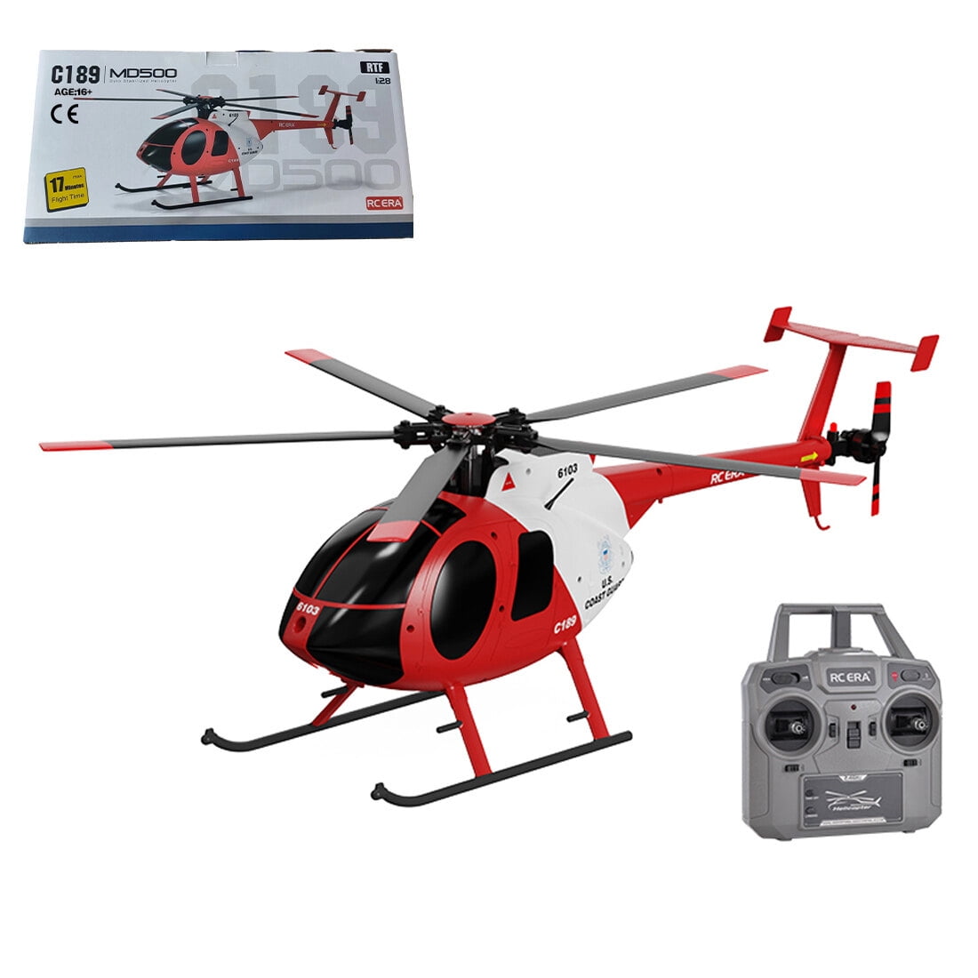 RC-ERA C189 MD500 Little Bird RC Helicopter 4CH 2.4G Brushless Aircraft with Altitude Hold, Optical Flow Option, 6 Axis Gyro, One Key Takeoff Landing, RTF for Adult Beginners - 1 Battery