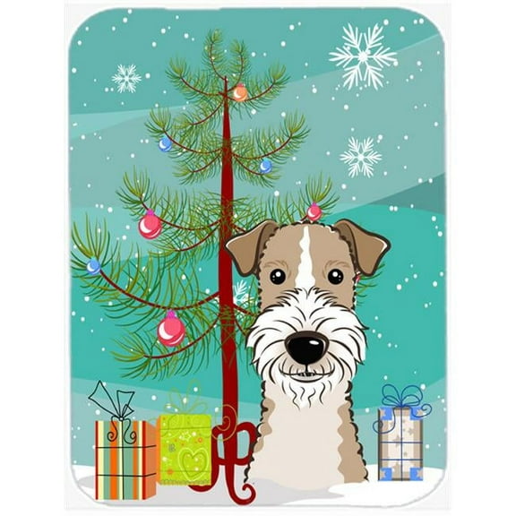 Caroline's Treasures Christmas Tree and Wire Haired Fox Terrier Glass Cutting Board Large