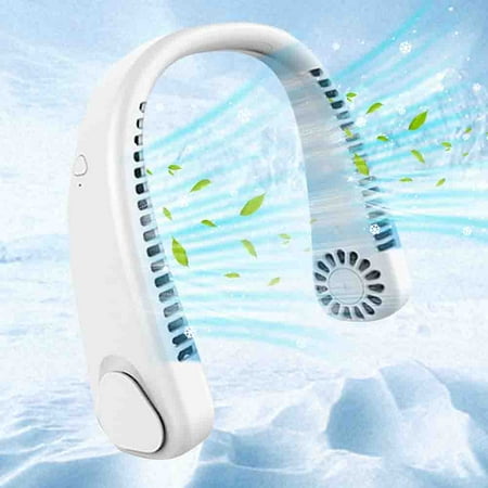 

Hanging Neck Fan Portable Lazy Leafless Hanging Neck Fan Cooling and Mute Outdoor Sports Portable USB Charging-Hanging Neck Fan White