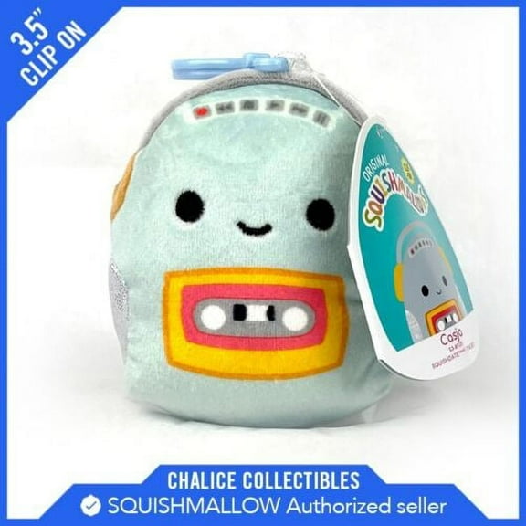 Squishmallow Kellytoy Plush Casja the Light Blue Cassette Clip On 3.5" 