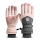 thumbnail image 1 of Guantes de esquí impermeables con pantalla táctil para mujer/guantes de invierno impermeables con pantalla táctil cálida y fría para mujer, correas para la muñeca, rosa, morado y gris, 1 of 1