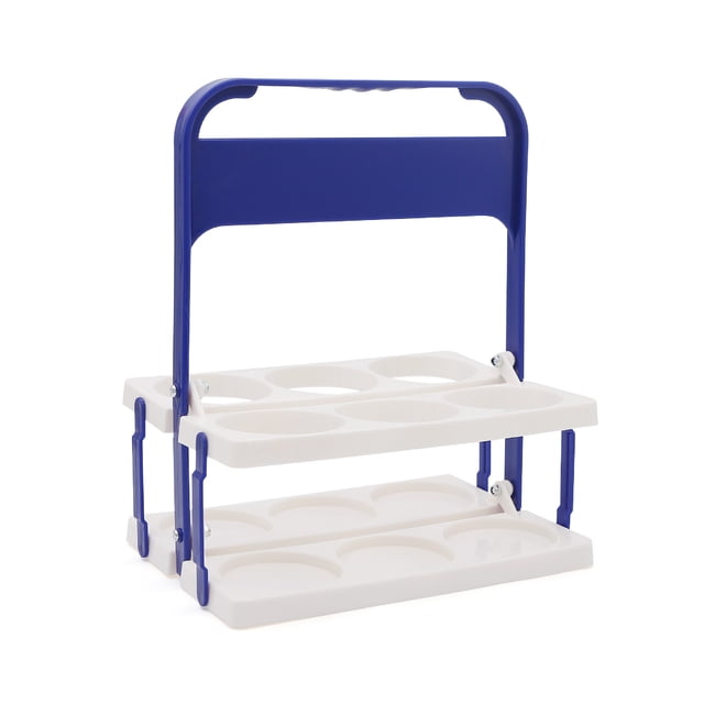 Foldable Blue-White Plastic Beer & Wine Carrier: Portable, Space-Saving Storage Rack for Outdoor Gatherings, KTV Bars & Home Use – Durable, Stylish Multifunctional Holder with Vibrant Two-Tone Design