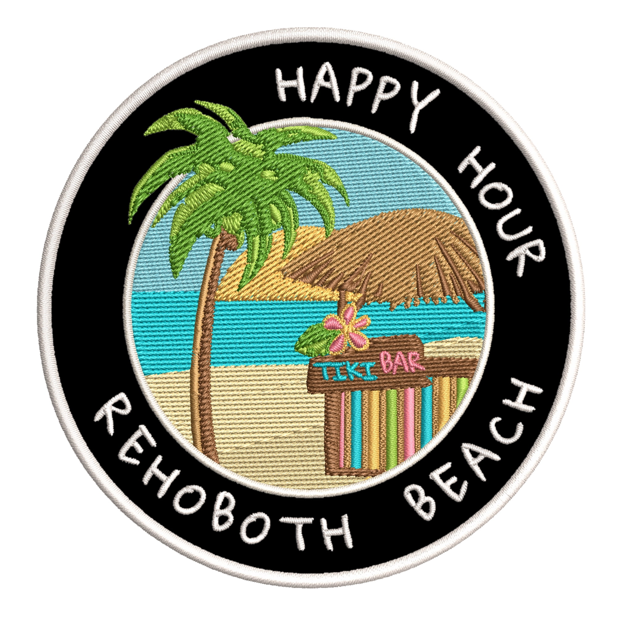 Happy Hour! Rehoboth Beach, Delaware 3.5 Inch Iron Or Sew On