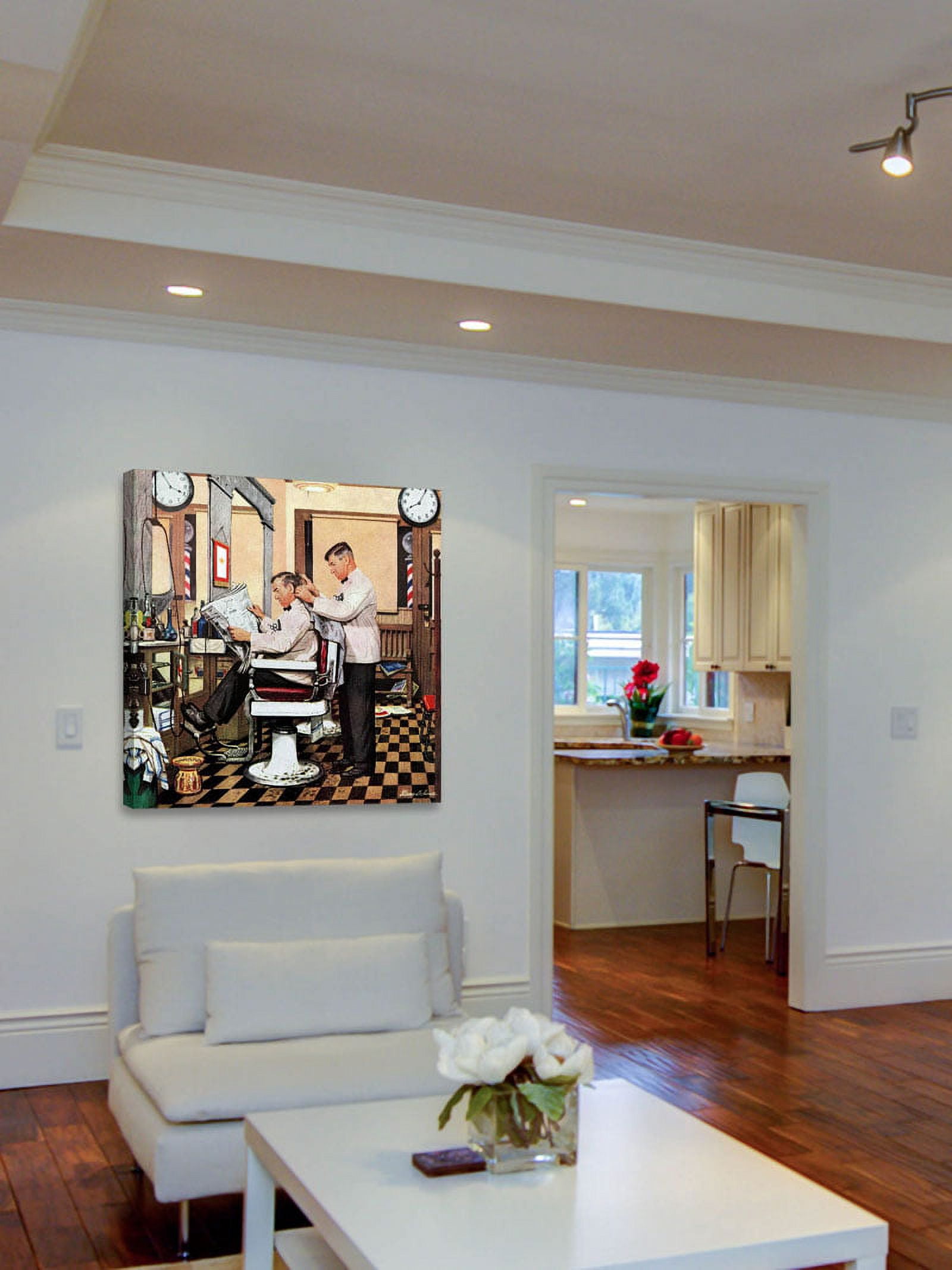 Marmont Hill "Barber Getting Haircut" by Stevan Dohanos Painting Print on Canvas