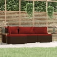 thumbnail image 1 of vidaXL 4 Piece Garden Lounge Set with Cushions Brown Poly Rattan, 1 of 5