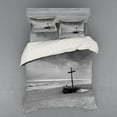 thumbnail image 2 of Ambesonne Grey Bedding Set 3 Pcs, Wreck Boat on the Beach, Twin, Black and White, 2 of 3
