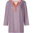 thumbnail image 3 of Womens 3/4 Sleeve T-Shirts V Neck Buttons Tops Neck Cute Tunic Floral Print Tops Basic Tees Blouses Fashion Loose Fit Pullover Casual Basic Shirts, 3 of 4