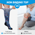 thumbnail image 4 of AMITOFO Diabetic Socks for Women, Non Binding Top, Seamless Toe, Loose Fit, Ultra Stretch Design for Swollen Legs, Edema, Elderly, Blue Flower, 11-13, 4 of 8