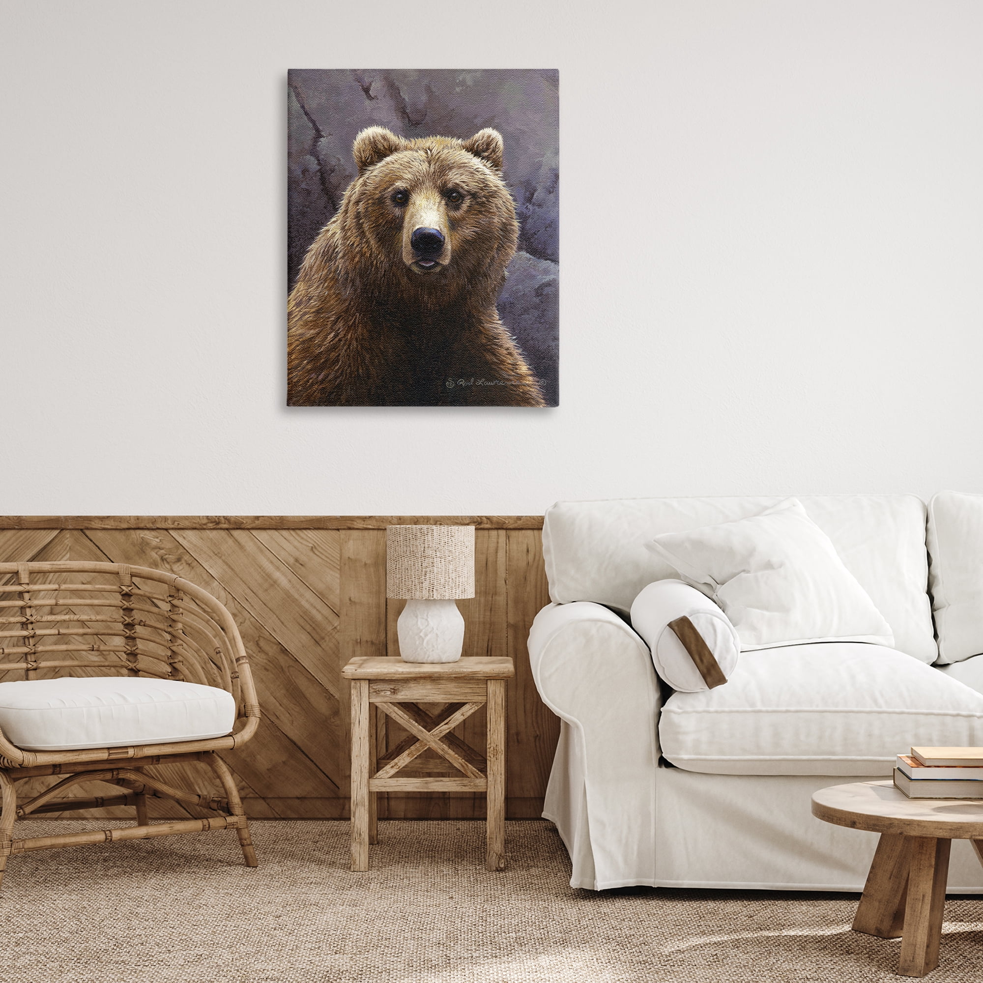 Stupell Industries Surprised Bear Portrait Animals Painting Wrapped Canvas Art Print Wall Art, 30 x 40