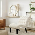 thumbnail image 5 of Andeworld Upholstered Accent Chair for Bedroom Living Room Chairs Lounge Chair with Wood Legs Cream Fabric, 5 of 9