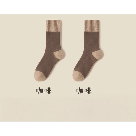 Mictong wool mid length socks, suitable for sizes 6-12, warm and soft wool mid length socks for winter, suitable for cold weather, daily wear and outdoor activities, 3 pairs, one size, brown