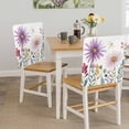 thumbnail image 5 of Spring Floral Chair Covers Set of 6 Purple Wildflowers Watercolor Leaves Plant Chair Back Covers Stretch Removable Washable Slipcovers Protector for Dining Room Kitchen Party Decor, 5 of 9