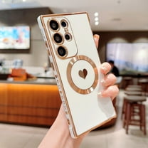 SaniMore Case for Samsung Galaxy S23 Ultra 6.8" 2023, Cute Luxury Soft Plating Bumper Shockproof TPU Thin Lightweight Magnetic Shell Wireless Charging Girly Anti-drop Shell for S23 Ultra, White