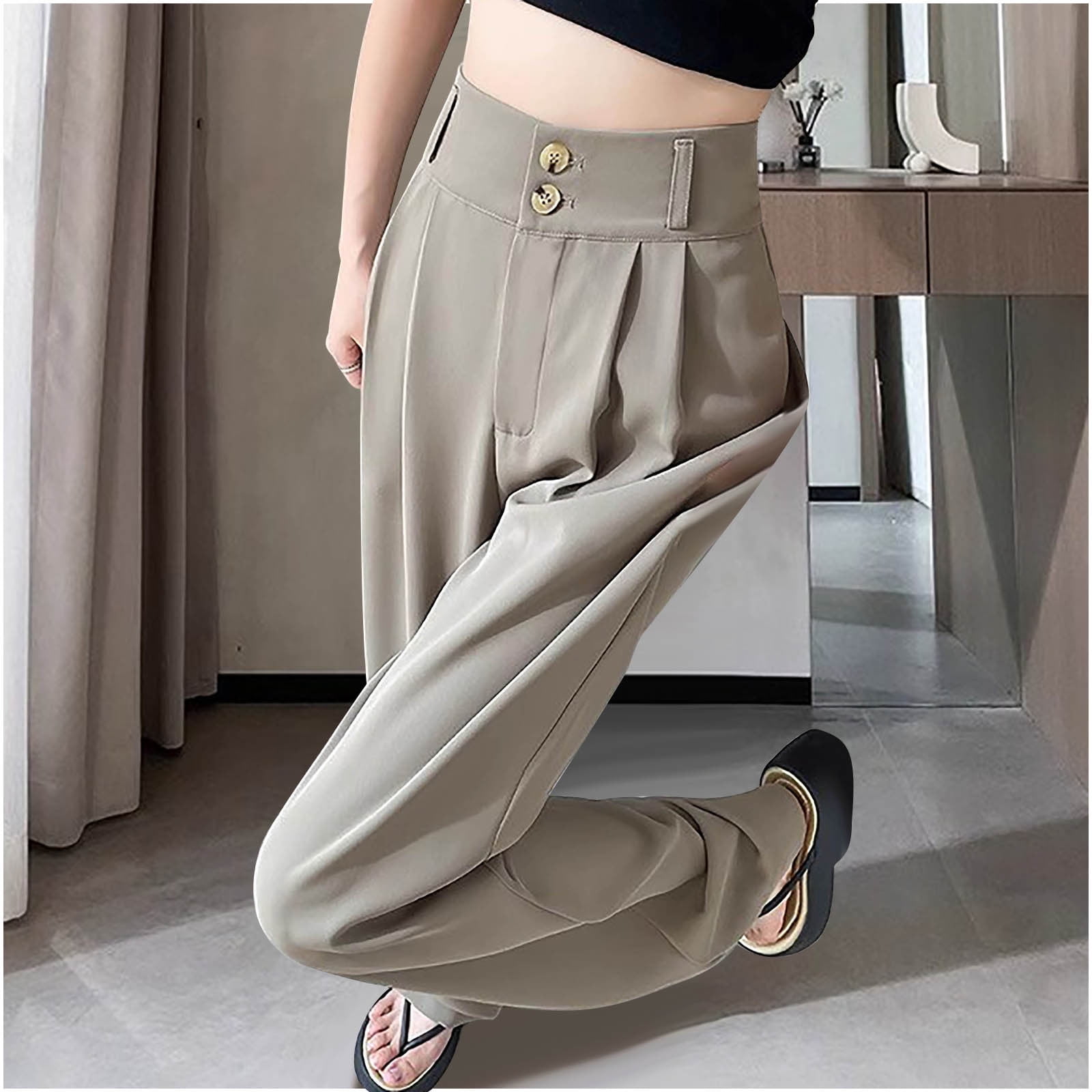 Jienlioq Women's Casual Linen Pants Ladies' Solid Color Versatile