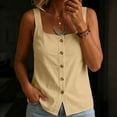 thumbnail image 2 of Fewfanhot Spring Tops for Women 2026 Trendy Ribbed Tank Tops Slim Fit Square Neck Sleeveless Shirts Slit Hem Summer Casual Basic Tanks, 2 of 7