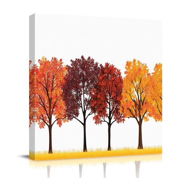 Fall Forest Canvas Wall Art for Living Room, Autumn Tree Nature Scenery Watercolor Poster Print Painting for Bedroom Office Home Decoration Wall Pictures Prepare To Hang 8"x8"