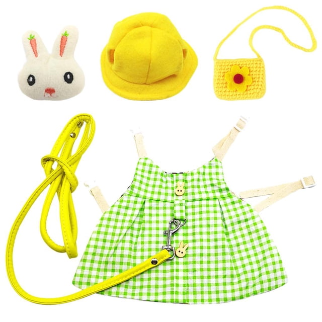 Vestido de mascota Yuyangstore Set conejo Correa flor Ropa cumpleaños diario moda verduras Arnés para vestido de conejo