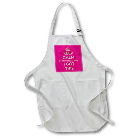 

3dRose Keep calm Im an oilfield wife I got this Full Length Apron 22 by 30-inch White With Pockets
