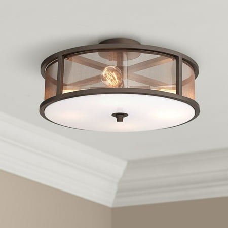 Possini Euro Design Industrial Ceiling Light Semi Flush Mount Fixture Bronze 18 3/4