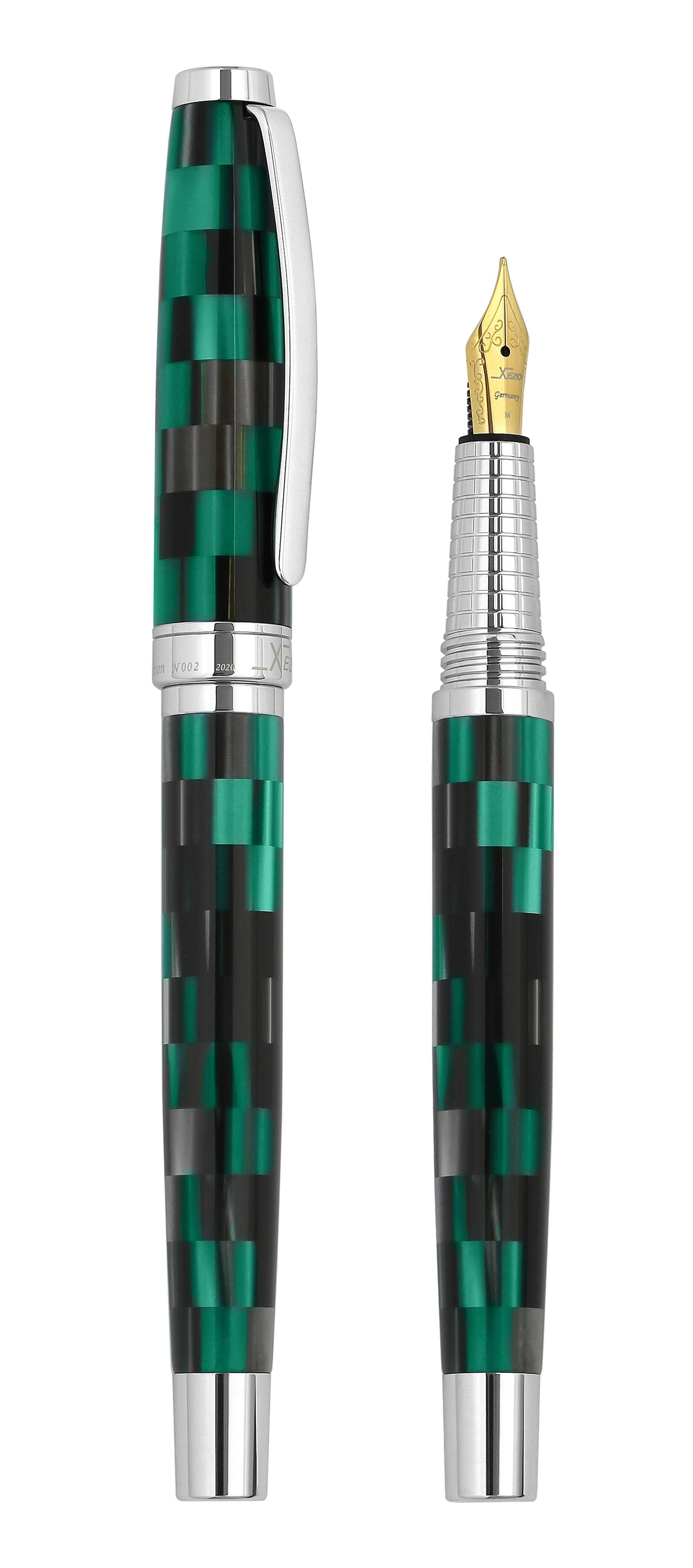 Xezo Urbanite II Acrylic  Brass Fountain Pen (Medium Nib) - Ocean Teal