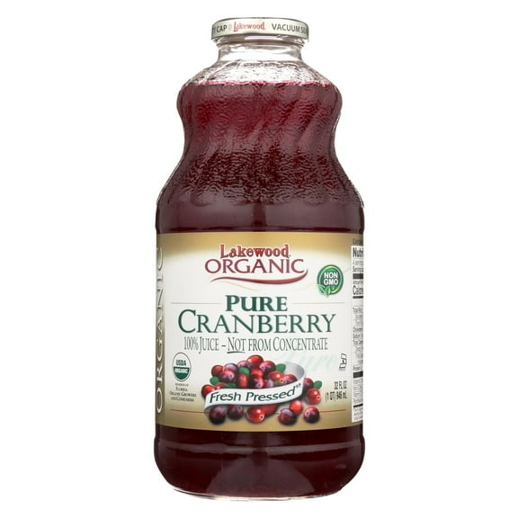Lakewood Organic Pure Juice Fresh Pressed Cranberry 32 fl oz Pack of 3