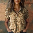 thumbnail image 2 of Womens Spring Summer Shirts Cotton Printed Fashion Casual Short Sleeve Shirts for Women, 2 of 3