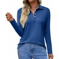 thumbnail image 2 of Womens Long Sleeve Polo Shirts Collared Button Down Tops Soft Lightweight Business Casual and Office Wear 2026 Blue M, 2 of 5