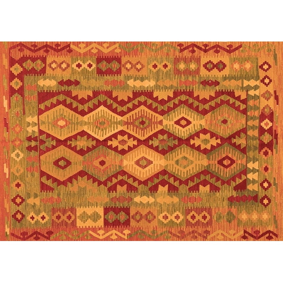 Ahgly Company Indoor Rectangle Oriental Orange Traditional Area Rugs, 4' x 6'