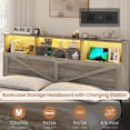 thumbnail image 3 of King Farmhouse Bed Frames With Storage Headboard Bookcase, Wooden Platform Bed with 4 Drawers, No Boxing Need, Vintage Gray, 3 of 8