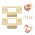 thumbnail image 1 of ETHZZLE 4Pcs Golden Stainless Steel Door Strike Plates T-Shape Latch Plate for Interior Door Security, 1 of 6