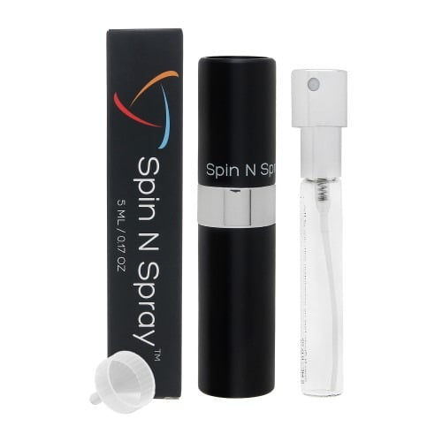 0SPINBLACK 0.17 oz Atomizer Fragrance by Spin N Spray, Empty Refillable Atomizer for Unisex - Black