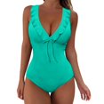 thumbnail image 3 of Cathalem One Piece Swimsuit Monokini Tummy Control Swimwear,Blue L, 3 of 5