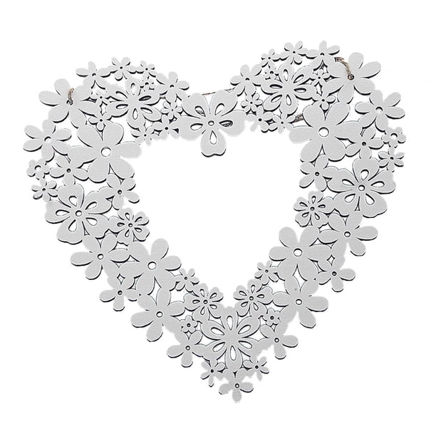 Corona de San Valentín con forma de corazón, letrero romántico para pared, decoración para el día de San Valentín. Blanco