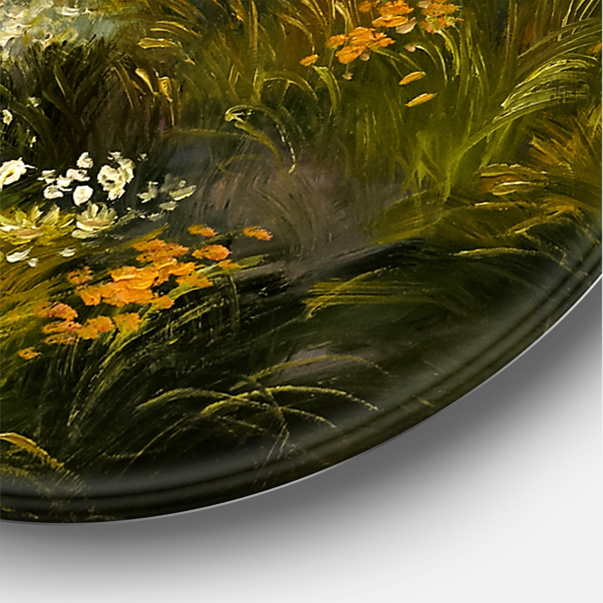 Designart 'The Blossoming Field With Sunrise' Farmhouse Circle Metal Wall Art 11x11 - Disc of 11