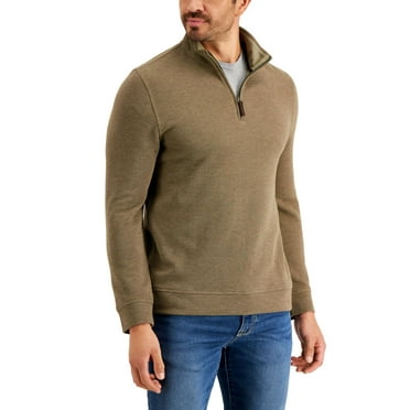Club Room Men's Birdseye Quarter Zip Pullover Green Size XX-Large