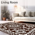 thumbnail image 2 of ODIKA 6'x9' Machine Washable Non-Slip Area Rug, Celestial Starburst Interlocking Filigree Vintage High Traffic Rug, Brown, 657625, 2 of 7