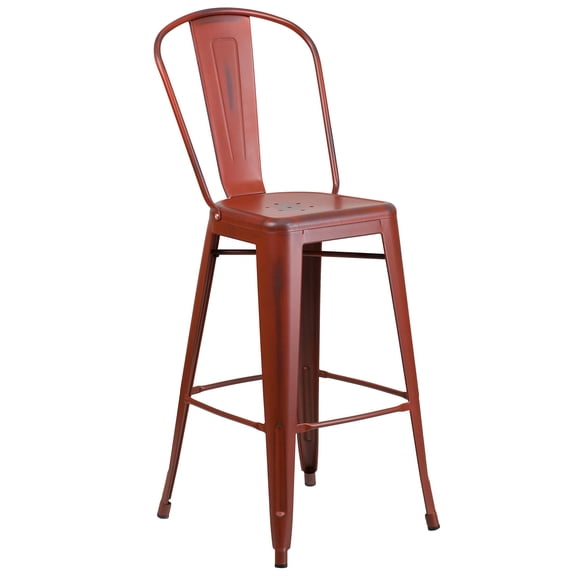 Bowery Hill 30" Metal Bar Stool in Distressed Kelly Red