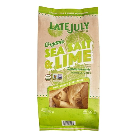 - (3 Pack) Late July Snacks Organic Restaurant Style Tortilla Chips Sea Salt & Lime, 11.0 OZ