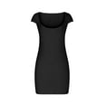 thumbnail image 4 of Lenpel Women's Summer Mini Dress Cap Sleeve Square Neck Ruched Bodycon Pencil Dress Slim Going out Outfits, 4 of 5