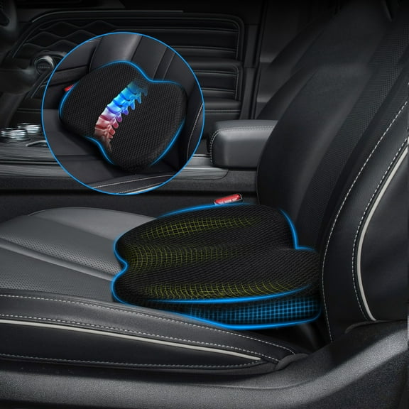 Wedge Car Seat Cushion: Memory Foam Truck Seat Cushion for Car Seat Driver - Sciatica and Back Pain Relief - Enhancing Driving Comfort -Black